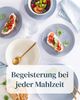 Steingut Geschirrset 6 Personen Hygge 18 tlg. TESTSIEGER, Traumhaftes Skandinavisches Steingut Geschirr Set, Schüssel- und Teller Set, Tafelservice 6 Personen, Geschirrsets Pure Living in Graublau Bild 4