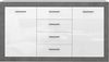 Forte TREBBIA Kommode mit 4 Schubladen und 2 Türen, Holzwerkstoff, Betonoptik Dunkelgrau/Weiß Glanz, B x H x T: 152,7 x 85,5 x 41 cm Bild 3