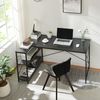Schreibtisch Raundsvalt mit 1 Regal L-förmig 137x88x75 cm Schwarz [en. casa] Bild 3