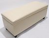 Aufbewahrungs-Truhe Sitzbank Kriens, Leder + Kunstleder, 112x45x45cm FSC®-zertifiziert ~ creme Bild 5