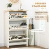 HOMCOM Schuhschrank Schuhregal mit 3 Klappen für 18 Paar Schuhe (Schuhständer, 1-St, Schuhkipper) für Flur, Eingangsbereich Weiß+Natur 72 x 26 x 112 cm Bild 4