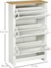 HOMCOM Schuhschrank Schuhregal mit 3 Klappen für 18 Paar Schuhe (Schuhständer, 1-St, Schuhkipper) für Flur, Eingangsbereich Weiß+Natur 72 x 26 x 112 cm Bild 3