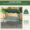 Outsunny Hollywoodschaukel Schwingbank mit Verstellbarem Sonnendach, 3-Sitzer, Relaxfunktion, Gartenschaukel, 1 tlg, Schaukelbank, Stahlrahmen, Grün 170 x 110 x 153 cm Bild 5