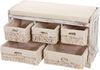 Kommode und Sitzbank mit 5 Schubladen, 45x77x36cm, Shabby-Look, Vintage ~ weiß Bild 4