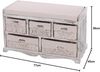 Kommode und Sitzbank mit 5 Schubladen, 45x77x36cm, Shabby-Look, Vintage ~ weiß Bild 3