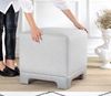 Stylish Grey Pouffe, 50 x 50 x 47 cm | 50% Cotton & 50% Linen, 35 DNS Orthopedic Sponge, 6 cm Thick | Faux Leather Legs, Perfect for Modern Living Spaces Bild 4