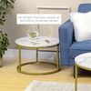 HOMCOM Couchtisch 2er-Set, Rund, mit Stahlgestell in Gold, Marmoroptik, stapelbar (Kaffeetisch, 2-St, Eckiger Beistelltisch), für Wohnzimmer, bis 30 kg belastbar, Weiß Bild 5
