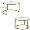 HOMCOM Couchtisch 2er-Set, Rund, mit Stahlgestell in Gold, Marmoroptik, stapelbar (Kaffeetisch, 2-St, Eckiger Beistelltisch), für Wohnzimmer, bis 30 kg belastbar, Weiß Bild 3