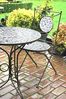 Esschert Design Gartenstuhl mit Sitzfläche und Rückteil (Teil davon) aus Keramik in blau-weiß, ca. 42 x 54 x 89 cm Bild 2