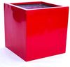 Pflanzkübel Blumenkübel Blumentopf Fiberglas Quadrat LxBxH 38 x 38 x 38 cm hochglanz rot. Bild 2