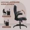 HOMCOM Bürostuhl Ergonomisch Chefsessel mit Wippfunktion, Hochklappbare Armlehne (Schreibtischstuhl, 1 St), für Home-Office, Kunstleder, Schwarz Bild 4