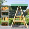 Outsunny Hollywoodschaukel mit Sonnendach, Sitzauflage, bis 330kg, 3-Sitzer, Liegefunktion, 3-Sitzer Gartenschaukel aus Holz, 1 tlg, 2 in 1 Holzschaukel mit Liegefunktion, für Garten, Terrasse, 236x130x181 cm, Dunkelgrün Bild 5