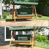 Outsunny Hollywoodschaukel mit Sonnendach, Sitzauflage, bis 330kg, 3-Sitzer, Liegefunktion, 3-Sitzer Gartenschaukel aus Holz, 1 tlg, 2 in 1 Holzschaukel mit Liegefunktion, für Garten, Terrasse, 236x130x181 cm, Dunkelgrün Bild 3