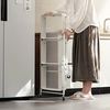BAKAJI Klappbarer Küchenwagen mit 3 Einlegeböden, 4 Rollen um 360 Grad drehbar, mit integrierter Bremse aus Metall, platzsparend, Maße 29 x 40 x 76 cm (weiß) Bild 2