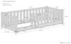 Kinderbett, Holzbett mit umlaufendem Schutzgitter 80x180 Kiefer waschweiß V-60.77W-08-180Rollrost inkl. Bild 3