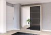 Fabryka Mebli Idźczak Schiebetürenschrank, eleganter Kleiderschrank Schrank Garderobe Spiegel Multi 31-180 cm, Schlafzimmer- Wohnzimmerschrank Schiebetüren Modern Design (Sonoma/Schwarz) Bild 2