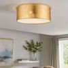 Deckenleuchte, Textil gold, nickel-matt, satiniert, D 40 cm Bild 3