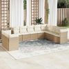 vidaXL 10-tlg. Garten-Sofagarnitur mit Kissen Beige Poly Rattan 3249697 Bild 2