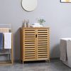 Kleankin Badkommode Badezimmerschrank, Badschrank (Beistellschrank mit 2 Lamellentüren, Innenregalen, 1 St, Bambus Aufbewahrungsschrank für Badezimmer), 68 x 32 x 86 cm, Natur Bild 2