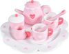 Moni Kinder Teeservice Herz 005 Holz 10-teilig, Kanne, Tassen, Löffel, Teller rosa Bild 2