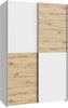 FORTE Schach & MATT Kleiderschrank 120, Moderner Schrank mit Schachbrettmuster, Schwebetürenschrank, Holzwerkstoff, Artisan Eiche Dekor mit Weiß, 120,1 cm breit, 190,5 cm hoch, 61,2 cm tief Bild 4