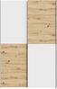 FORTE Schach & MATT Kleiderschrank 120, Moderner Schrank mit Schachbrettmuster, Schwebetürenschrank, Holzwerkstoff, Artisan Eiche Dekor mit Weiß, 120,1 cm breit, 190,5 cm hoch, 61,2 cm tief Bild 3