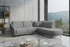 CAVADORE Ecksofa Blue/Eckcouch im modernen Design, inklusiv Kopfteilverstellung und mattschwarzen Metallfüßen / 258 x 93 x 249 / Mikrofaser, Mittelgrau Bild 2