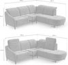 CAVADORE Ecksofa Blue/Eckcouch im modernen Design, inklusiv Kopfteilverstellung und mattschwarzen Metallfüßen / 258 x 93 x 249 / Mikrofaser, Mittelgrau Bild 3