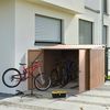 Duramax Fahrradschuppen für 4, Fahrradgarage mit 4x verstellbaren Fahrradschienen & breiten abschließbaren Doppeltüren, Gartenschuppen aus Metall für Fahrräder, Fahrradlager, Holzmaserung Bild 3