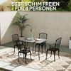 Outsunny Gartentisch 80 x 80 x 74 cm, wetterfest, mit Stahlrahmen, rutschfest, 4 Personen (Campingtisch, 1-St, Buffettisch aus Stahl), für Garten, Terrasse, Balkon, Grau Bild 4