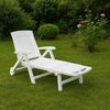 Dmora - Sonnenliege Livorno, verstellbarer Garten-Liegestuhl mit Rollen, Outdoor-Liege, 100 % Made in Italy, 195 x 72 x 101 cm, Weiß Bild 2