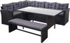 Poly-Rattan-Garnitur HWC-A29, Gartengarnitur Sitzgruppe Lounge-Esstisch-Set, schwarz ~ Kissen dunkelgrau, mit Bank Bild 2