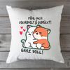 GRAVURZEILE Zierkissen mit Spruch - Fühl dich geknuddelt und Gedrückt! Ganz Doll - Geschenk -, starke Farben ohne verblassen, Maschinenwäsche geeignet - mit Füllung Bild 4