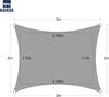 HAIKUS Sonnensegel Wasserdicht Rechteckig 2x3 m Sonnenschutz Wasserabweisend Premium PES Polyester mit UV Schutz für Balkon Garten Terrasse Grau Bild 5