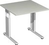 Schreibtisch höhenverstellbar, Lichtgrau / Silber, 80 x 80 x 68-82 cm Bild 3