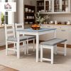HOMCOM Essgruppe Esstisch mit 2 Gepolsterten Stühlen, Bank, (Esszimmergruppe, 4-tlg, Esstisch-Set), für Küche, Esszimmer, Kiefernholz, Grau+Weiß Bild 2