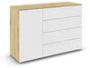 rauch Aditio Box, Kommode, 1-türig, 4 Schubladen, mit Softclose-Funktion, Farbe Weiß/Eiche Artisan, BxHxT 120x81x42cm