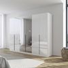 Rauch Möbel Alabama, Kleiderschrank, Garderobenschrank, 6-türig, Spiegel, Zubehör Classic, 3 Kleiderstangen, 6 Einlegeböden, Farbe Hochglanz Weiß/Weiß, Griff Grau metallic, 271 x 210 x 54 cm Bild 2