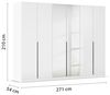Rauch Möbel Alabama, Kleiderschrank, Garderobenschrank, 6-türig, Spiegel, Zubehör Classic, 3 Kleiderstangen, 6 Einlegeböden, Farbe Hochglanz Weiß/Weiß, Griff Grau metallic, 271 x 210 x 54 cm Bild 3