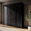 Lomadox Kleiderschrank KNOCK-160 in schwarz, 4 Türen, 2 Schubkästen, 206 cm breit Bild 2