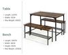 FurnitureR 3-teiliger Esstisch Set mit 2 Aufbewahrungsbänken, Vintage Holzplatte, schwarzer Metallrahmen, 110 cm Küchentisch, 2 Aufbewahrungsbänke von 100cm je, rustikal braun und schwarz Bild 3