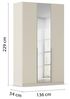 Rauch Möbel Alabama, Kleiderschrank für Schlafzimmer, Kinderzimmer, Wohnzimmer, Garderobe, Flur, 3-türig, Spiegel, mit Zubehör Classic, Farbe Beige, Breite 136 cm Bild 3
