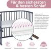 babybay Maxi extra großes Beistellbett aus massivem Buchenholz/Kinderbett Höhe stufenlos verstellbar & umweltfreundlich/mit Matratze, Gitter, Rollen (schiefergrau lackiert) Bild 4