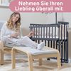 babybay Maxi extra großes Beistellbett aus massivem Buchenholz/Kinderbett Höhe stufenlos verstellbar & umweltfreundlich/mit Matratze, Gitter, Rollen (schiefergrau lackiert) Bild 3
