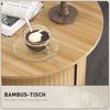 HOMCOM Couchtisch Wohnzimmertisch aus Bambus mit verstecktem Stauraum und Schiebetür (1-St), für Wohnzimmer, Natur, Ø60 x 45 cm Bild 4