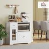 HOMCOM Küchenbuffet Mikrowellenschrank mit Stauraum (Küchenschrank mit Mikrowellenreagl, 1-St, Sideboard mit Schubladen, 3 Türen und verstellbarem Regal) 80 x 35 x 72,2 cm, Weiß Bild 2