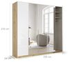 Rauch Möbel Alabama, Kleiderschrank für Schlafzimmer, Kinderzimmer, Wohnzimmer, Garderobe, Flur, 5-türig, Spiegel, mit Zubehör Basic, Farbe Weiß Hochglanz/Eiche Artisan, Holz, Breite 226 cm Bild 3