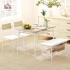 HOMCOM Essgruppe Esstisch mit 2 Stühlen, Bank, (Esszimmergruppe, 4-tlg, Küchentisch-Set), für kleine Räume, Küche, Wohnzimmer, Eiche Bild 2