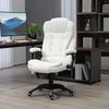 Vinsetto Bürostuhl, Massagesessel, beheizt, Bürostuhl, ergonomischer Stuhl mit Verstellbarer Höhe, neigbare Rückenlehne und Fernbedienung, kabelgebunden, 360° drehbar, Polyestergewebe, Weiß Bild 2