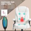 Vinsetto Bürostuhl, Massagesessel, beheizt, Bürostuhl, ergonomischer Stuhl mit Verstellbarer Höhe, neigbare Rückenlehne und Fernbedienung, kabelgebunden, 360° drehbar, Polyestergewebe, Weiß Bild 4